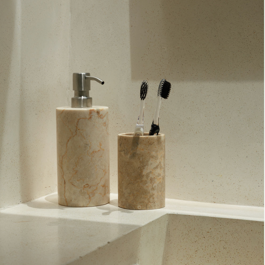 Porte brosse à dents en marbre blanc