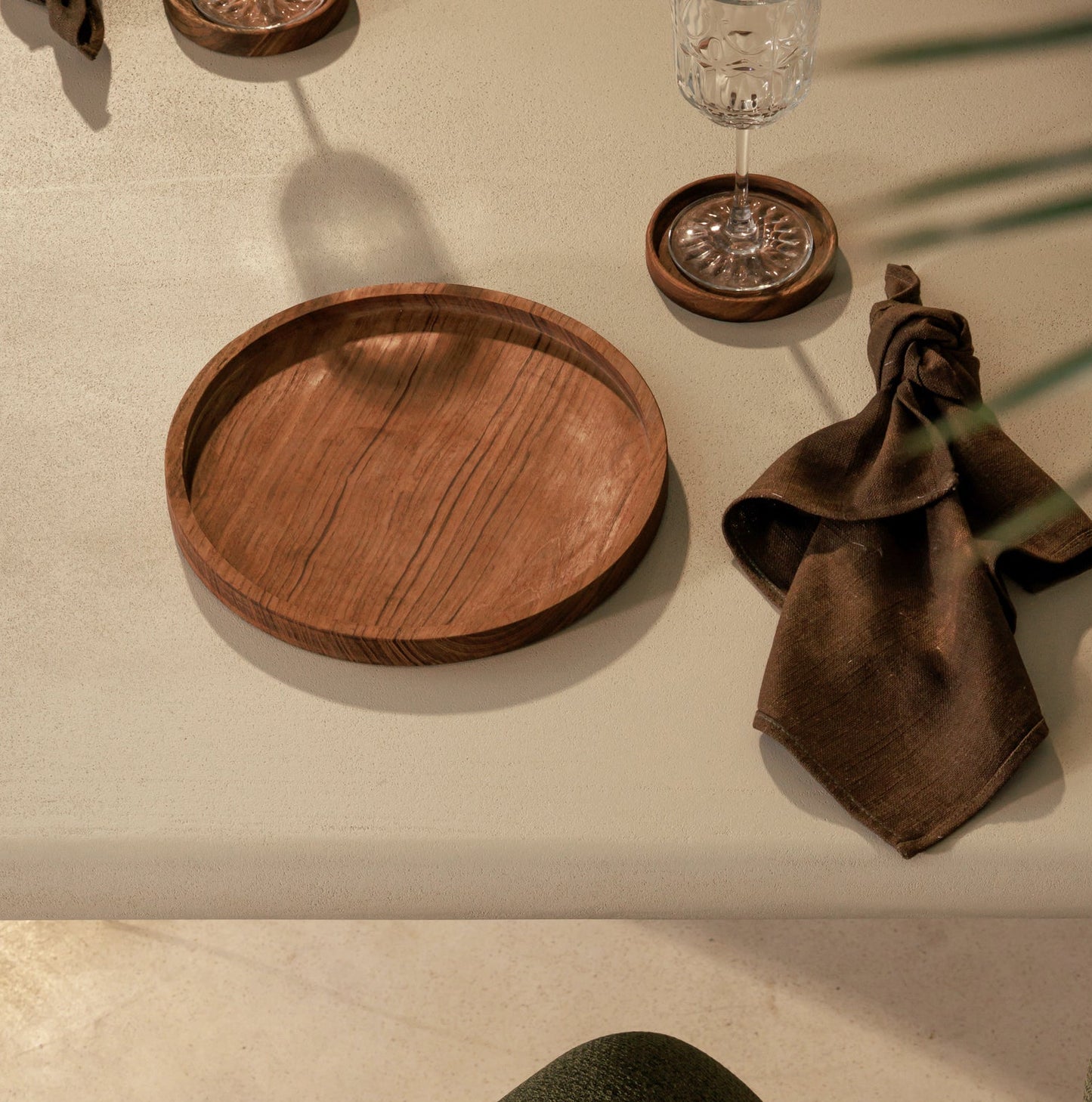 Dessous de bouteille en bois de teck - 10 cm