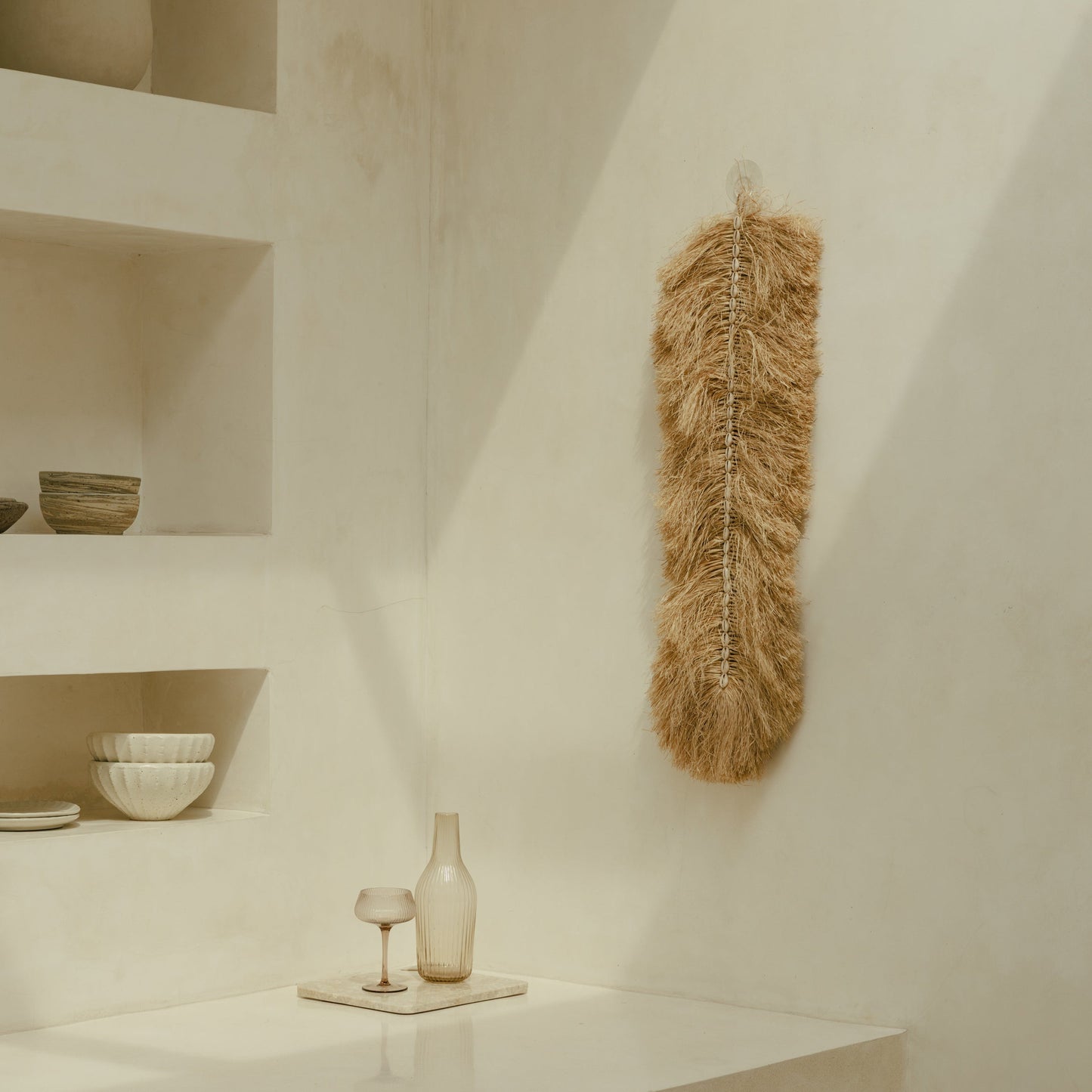 Décoration murale - jonc de mer et coquillages