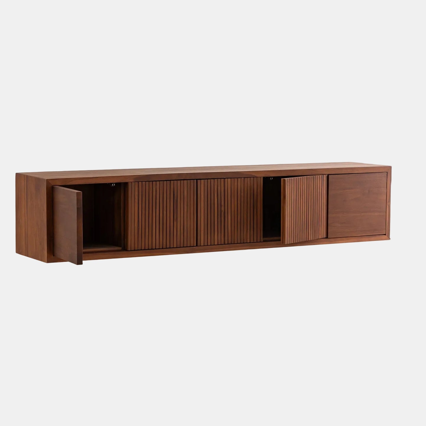 Meuble TV suspendu 5 portes en teck - 180cm
