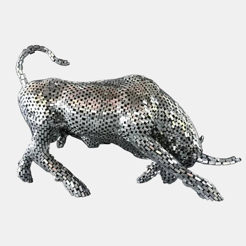 Statue Taureau en inox parallélépipède rectangle