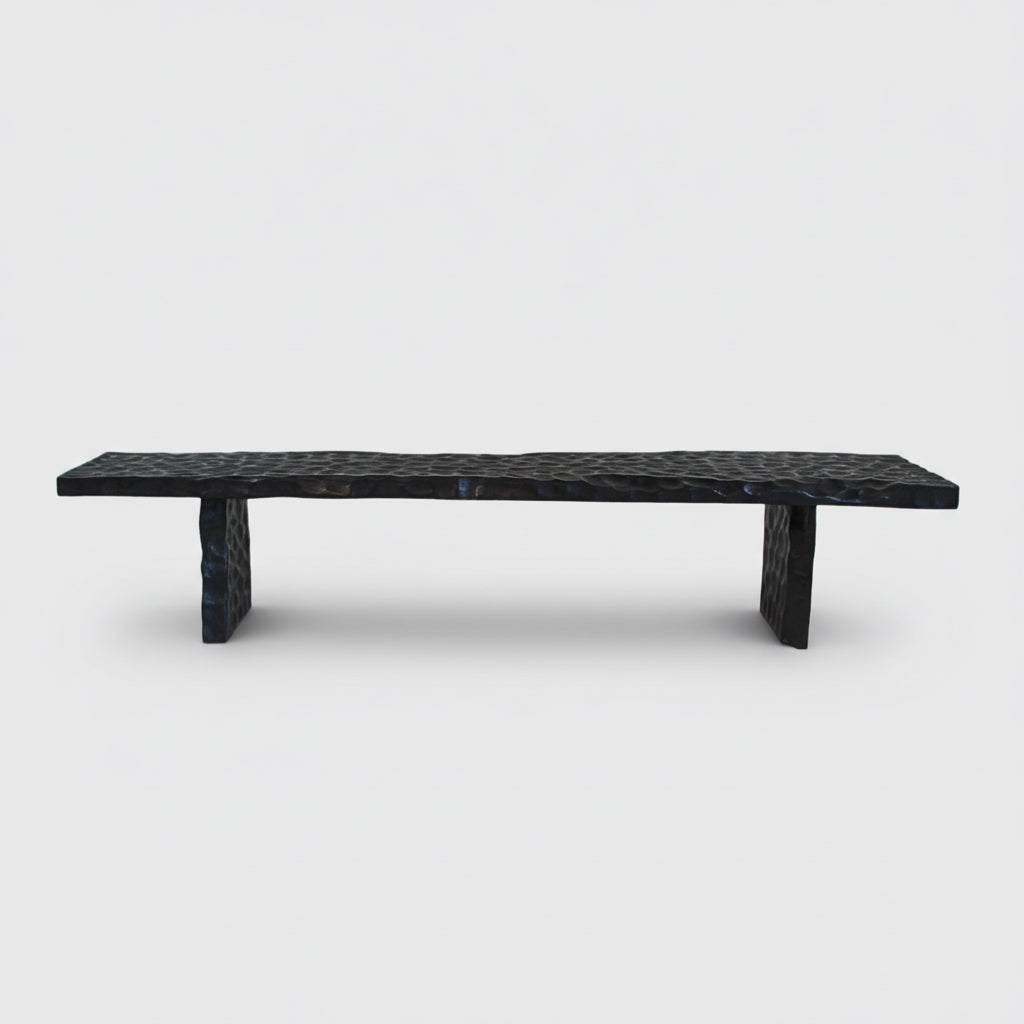 Banc en litchi martelé (198 x 40 x 38 cm)