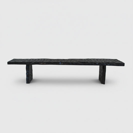 Banc en litchi martelé (198 x 40 x 38 cm)