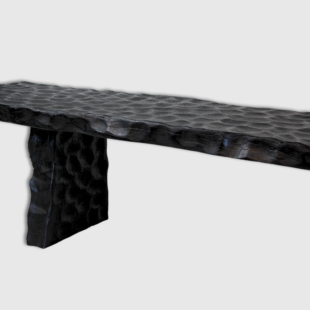 Banc en litchi martelé (198 x 40 x 38 cm)
