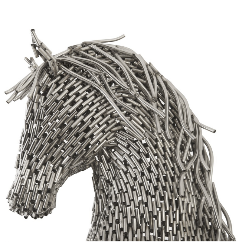 Statue cheval cylindre en inox
