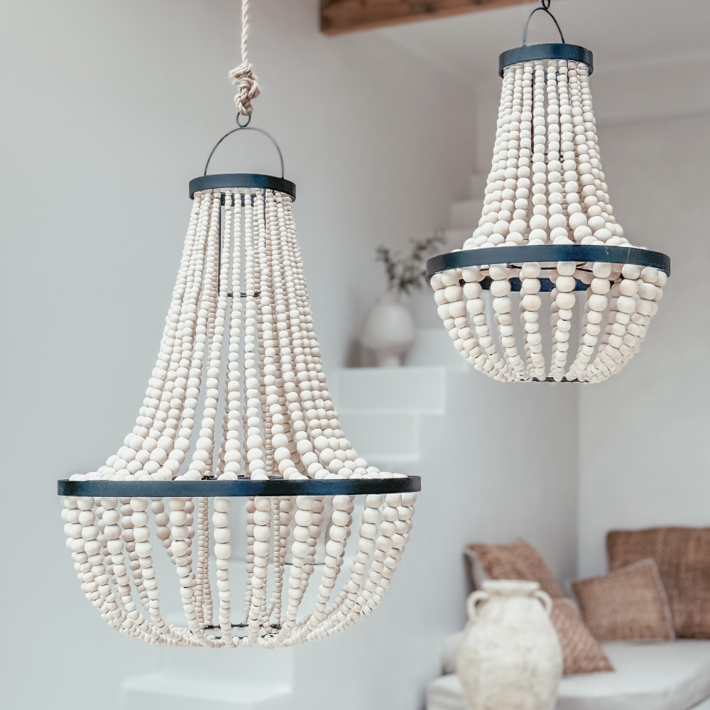 Luminaire en perles de caféier