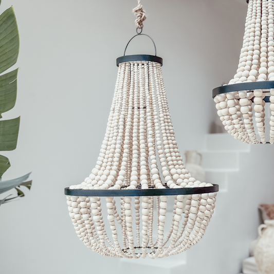 Luminaire en perles de caféier
