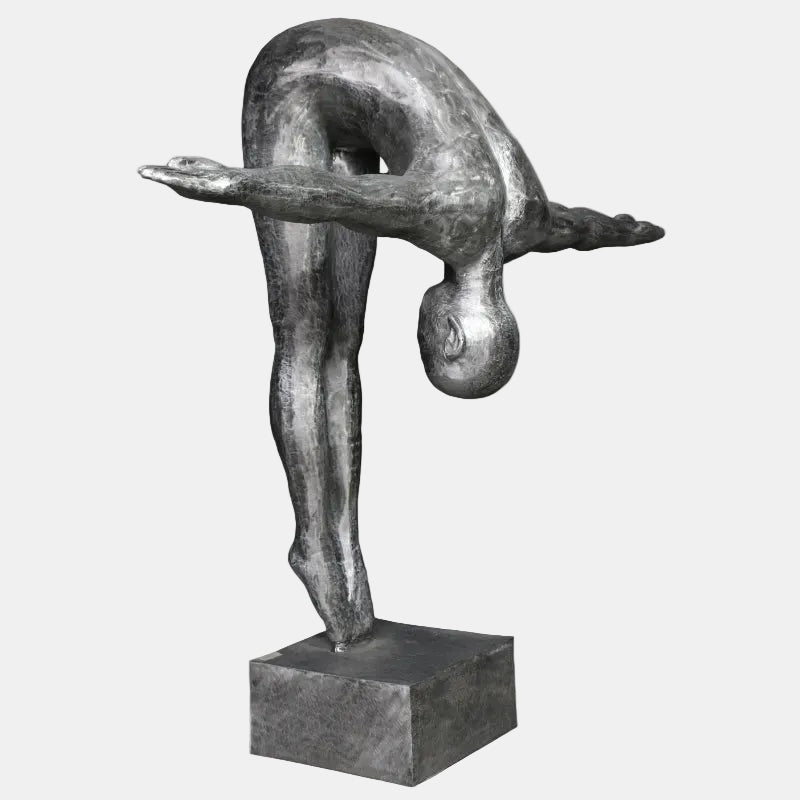Statue Plongeur en aluminium couleur argent