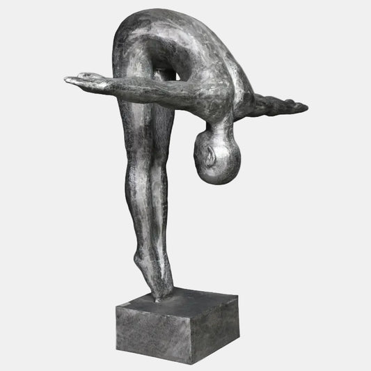 Statue Plongeur en aluminium couleur argent