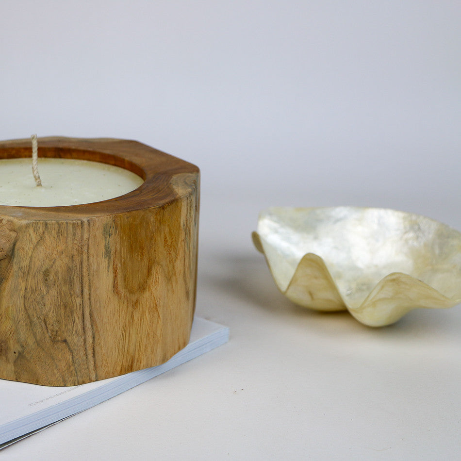 Bougie XL en bois de teck