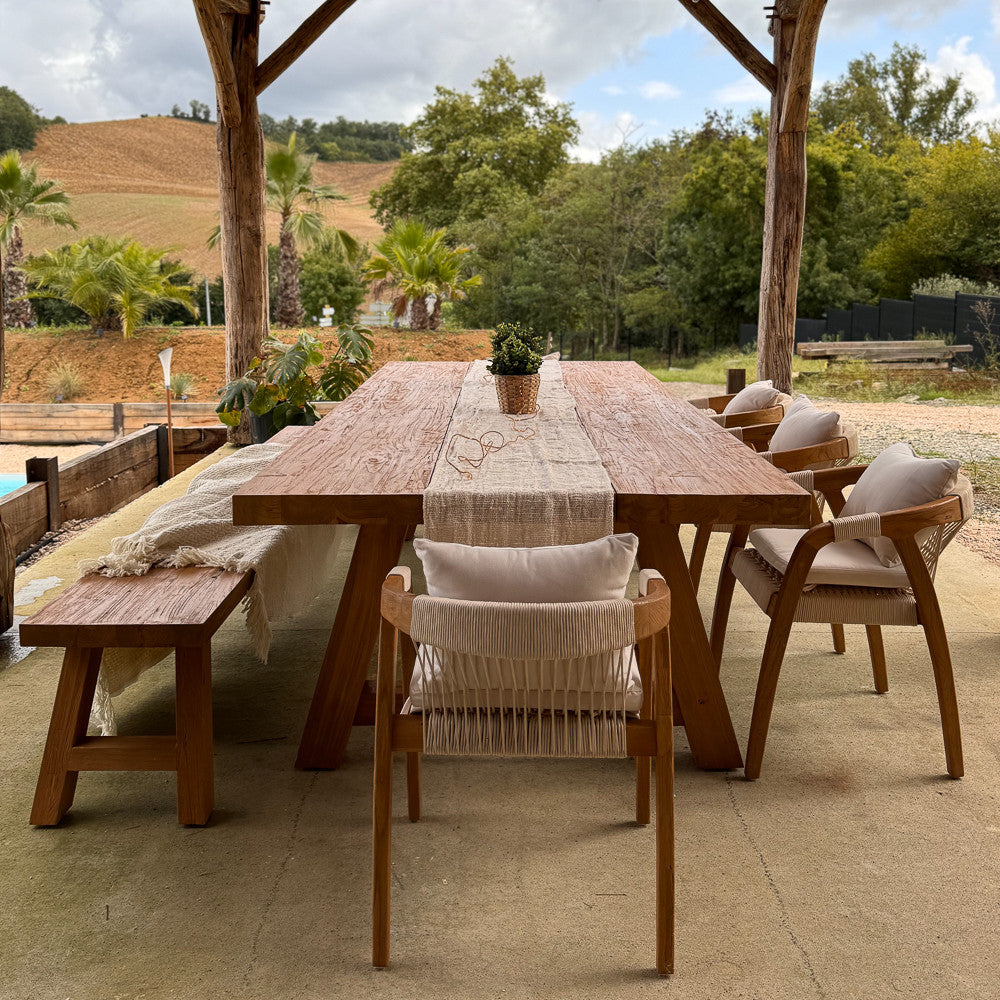 Table exterieure en teck recyclé