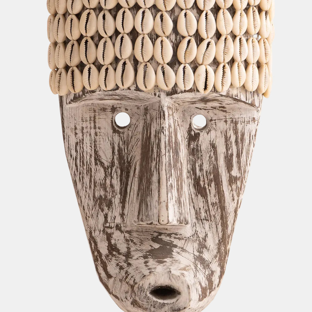 Masque Antique en Bois Recyclé et Coquillages