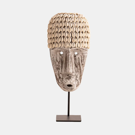 Masque Antique en Bois Recyclé et Coquillages