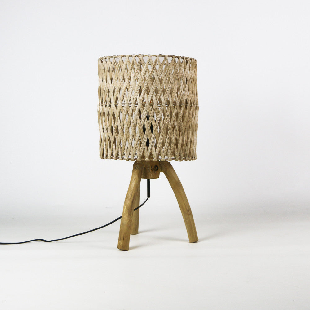 Lampe à poser Cabang en bois et fibre d'abaca