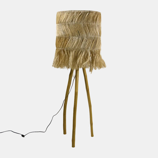 Lampe de sol Sulawesi en bois et fibre naturelle