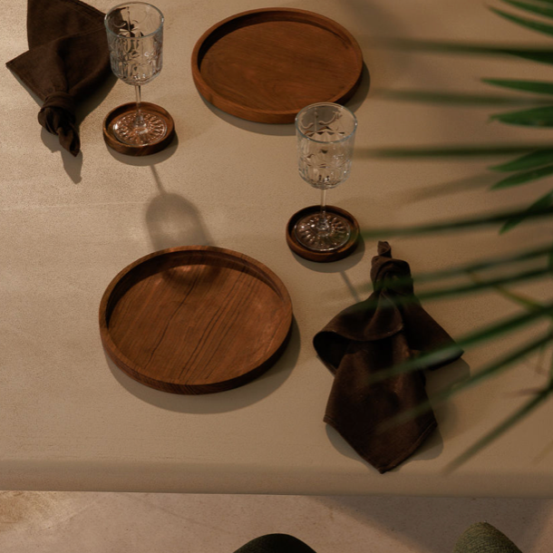 Dessous de bouteille en bois de teck - 10 cm