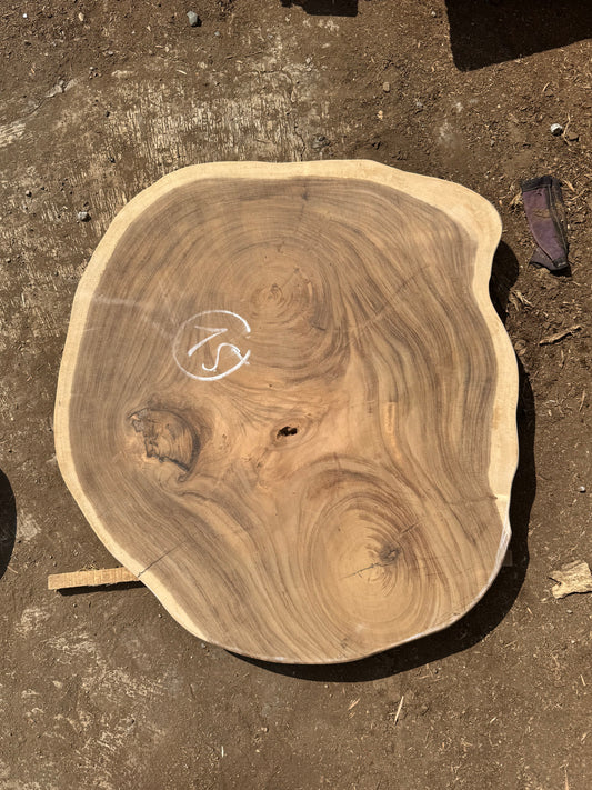 Table basse cookie en bois de suar massif 88x80x8 cm - K804