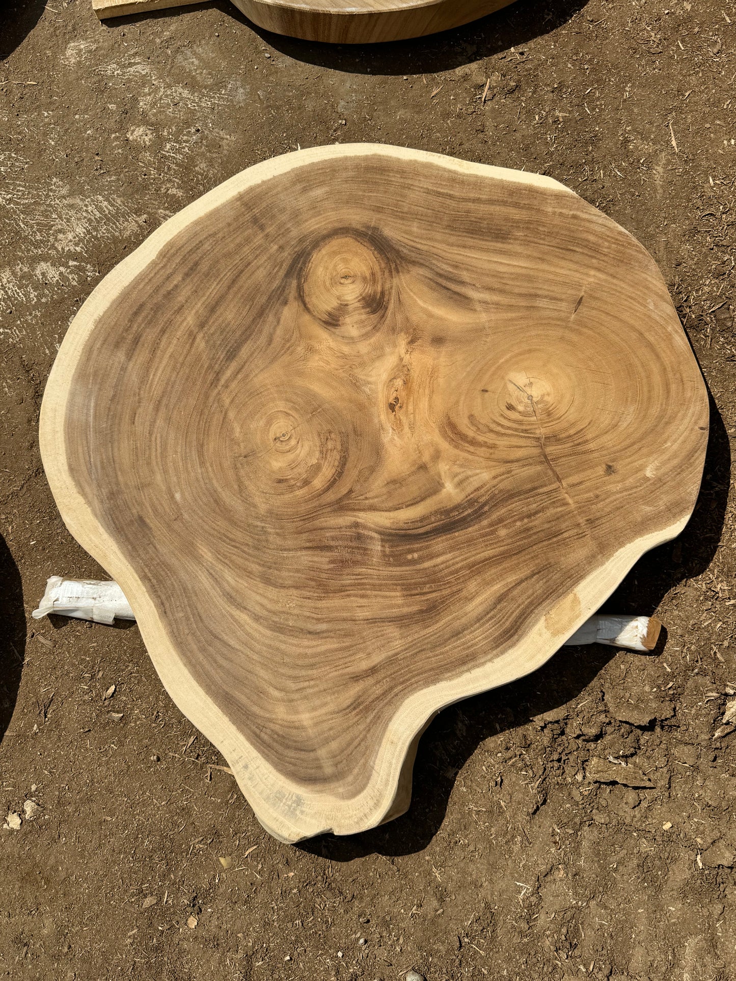 Table basse cookie en bois de suar massif 85x82x6 cm K802